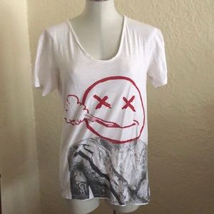 Graffiti Inspired White Red Tattoo Graphic Tee Shirt